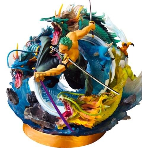 One Piece Roronoa Zoro Anime Model GK Action Figure 40cm PVC Three Sword Style Statue Oversize Collection Toy Desktop Decoration