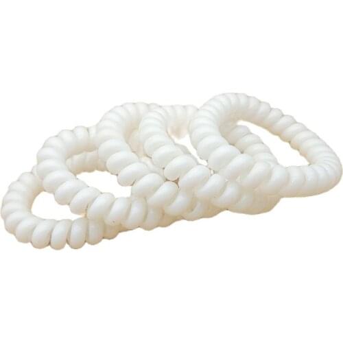 Wholesale 100Pcs Women Girls Size 5CM White Plastic Hair Bands Elastic Rubber Telephone Wire Ties & Rope Accessory