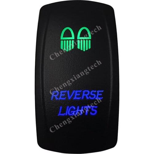 12v/24v Waterproof Marine Grade Boat Car 5P SPST ON-OFF Up Green & Down Blue Led Light Rocker Toggle Switch Reverse Lights