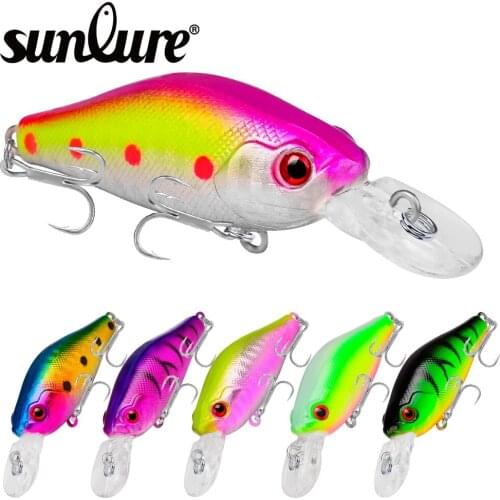 Top Hard sunlure 10pc Floating Minnow Painting Fishing lure 8g-0.28oz/2.76"-7cm Hard Bait Fishing Tackle Treble Hook