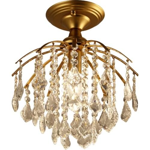 Luxury Vintage Design E14 K9 Crystals Gold Iron Led Pendant Lighting Fixtures for Loft Staircase Living Room Bedroom Home Lamp