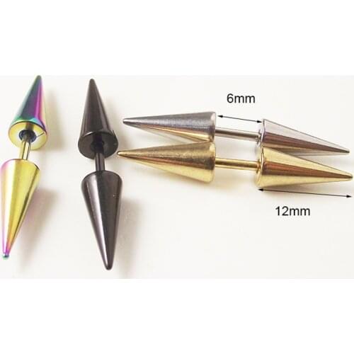 2 Pieces 16G 1.2mm Long Spike Stainless Steel Earring Barbell Tragus Earring Men Man Earrings Body Piercing Jewelry