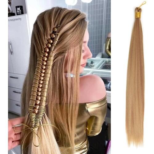 Synthetic Braiding Hair Extensions Silky Straight Pre Stretched Crochet Box Braids Hair Bundles Goddess Blonde For Women