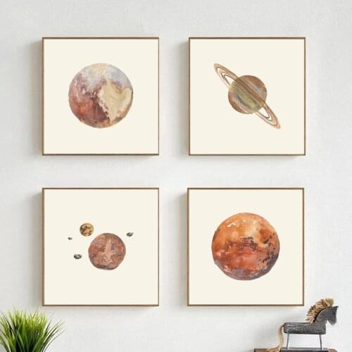 Solar System Planets Earth Moon Venus Saturn Canvas Painting Wall Art Poster Educational Poster for Kids Child Living Room Decor