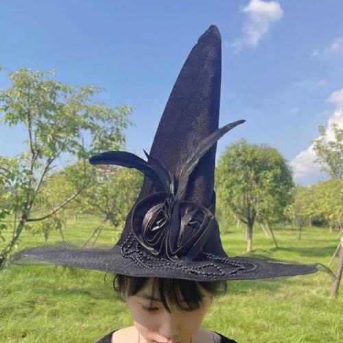 Halloween Witch Wizard Hat Party Costume Headgear Devil Cap Cosplay Props Decoration Accessories for Adult Women Men