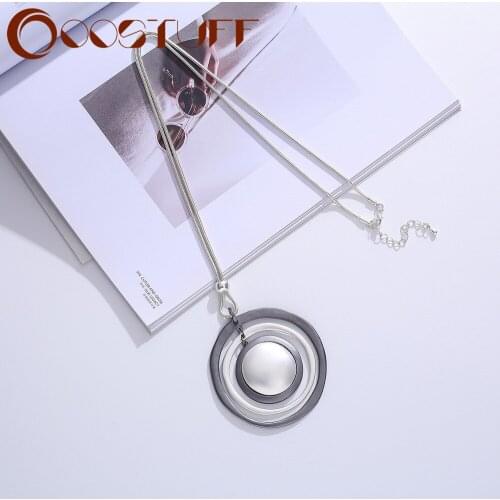 Vintage Big Statement Long Necklace Chains On the Neck Round Suspension Pendant 2021 Fashion Decorative Jewelry for Women Things