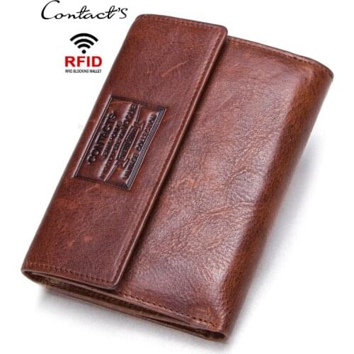 High Quality Genuine Leather Wallet Men Coin Purse Hasp Design Cow Leather Wallet Short Large Capacity Card Holder Clutch Rfid