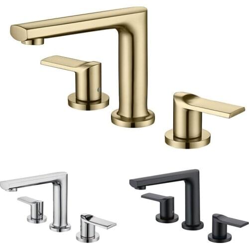 Good quality Brass bathroom sink faucet three holes two handle basin mixer faucet cold hot waterbathroom faucet,Brushed gold