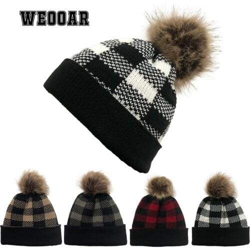WEOOAR Pompom Winter Hats Bonnets for Women Men Knitted Luxury Hats Beanie with Earflaps Warm Hip Hop Caps Female Gorros MZ188