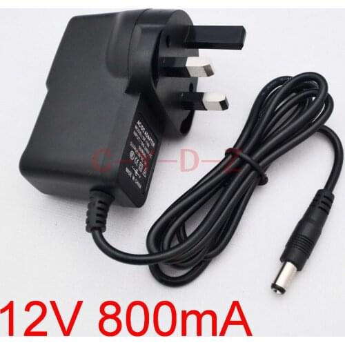1PCS 12V 800mA High quality AC 100V-240V Converter Switching power adapter DC 0.8A Supply uk Plug DC 5.5mm x 2.1mm