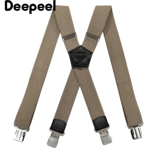1pc 3.5cm*120cm Mens X Back Elastic Braces Corn Grain Stretch Wide Suspenders 4 Clip Adjustable Male Jockstrap Work Suspenders