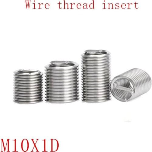 20Pcs M10*1D Stainless Steel Coiled Wire Helical Screw Thread Inserts M10 Screw Bushing self tapping thread repair tool