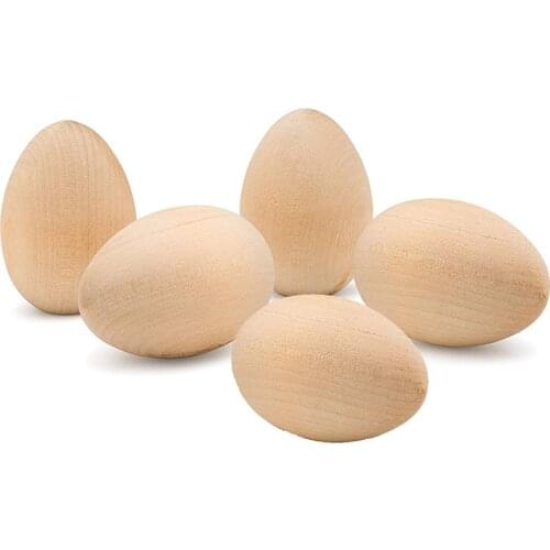 New 5pcs Easter DIY Wooden Egg Adornments Drawing Egg Props for Kids Graffiti Egg