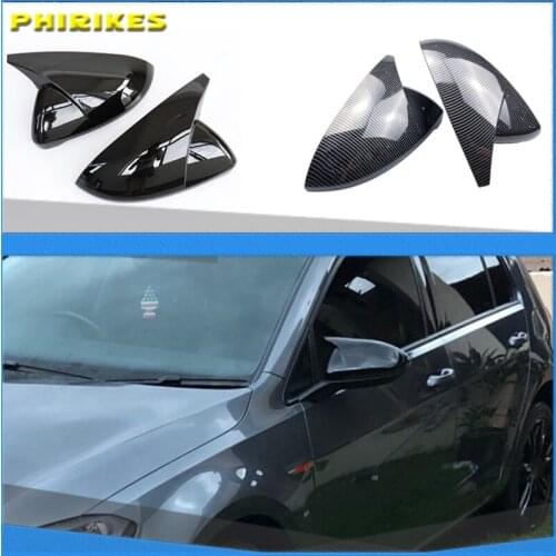 2 pcs Side Wing Mirror Cover Caps Bright Black RearView Mirror Case Cover for VW Golf 7 MK7 7.5 GTD R GTI Touran L E-GOLF