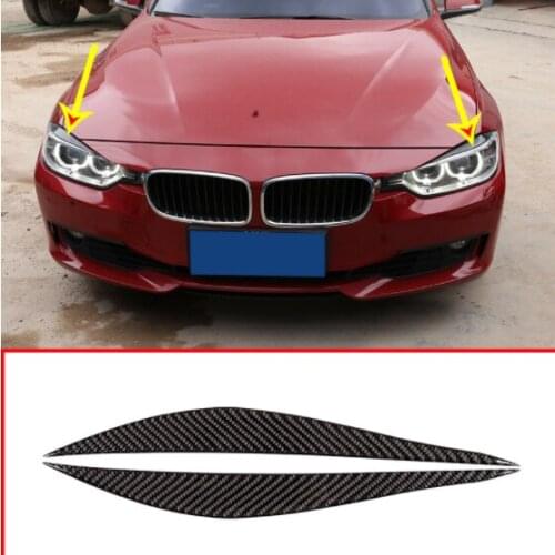 2pcs Real Carbon Fiber For BMW 3 4 Series F30 F32 F33 F36 2013-2019 Car Head Front Fog Lamp Strips Eye Lid Trim Accessories