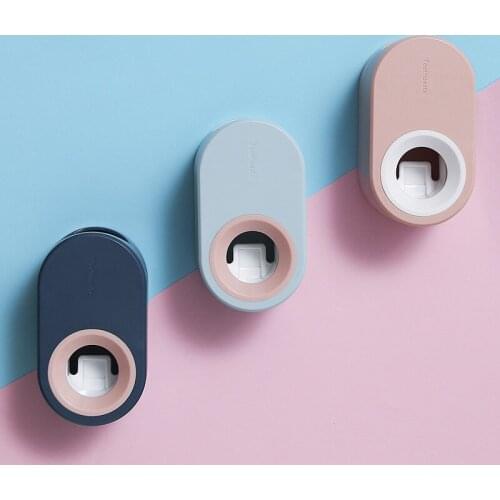 Bathroom Accessories Set Automatic Toothpaste Dispenser Tooth Brush Holder 2 in 1 Wall-mounted Punch-free Toothpaste Squeezer