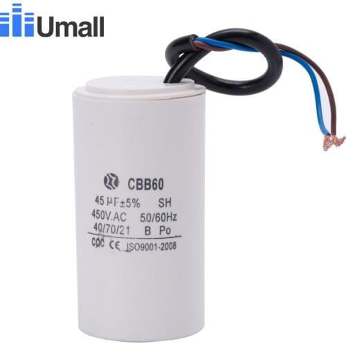 CBB60 450V 45uf running motor electric capacitor ac single phase 220V air conditioners compressor parts starting film capacitor