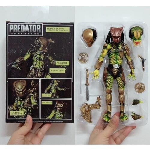 20cm NECA Predator Elder Predator Gold Kenner Leader Clan Chief Action Figure Model Toys Doll For Gift