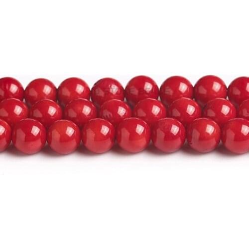 Natural Stone Red White Coral Round Loose Spacer Beads For Jewelry Making Strand 15 inch DIY Jewelry Accessorries Beads For Gift