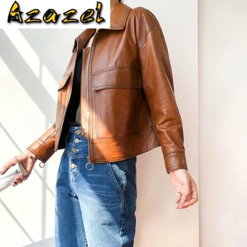 2020 Womens Genuine Sheepskin Coat Female Vintage Korean Real Leather Jacket Women Spring Autumn JX-5062 KJ4870