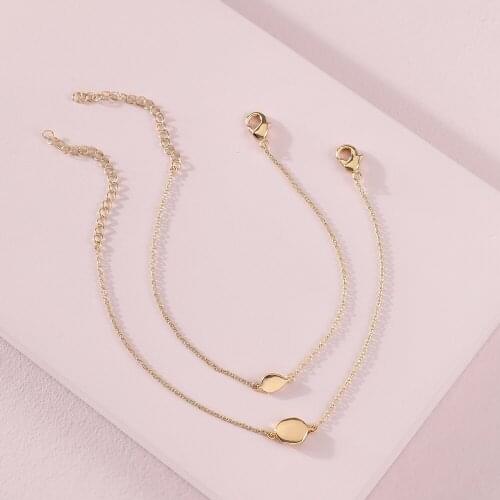 LUNA CHIAO Gold Color Plating Dainty Delicate Geometric 2 Pieces Chain Link Bracelet Set for Women