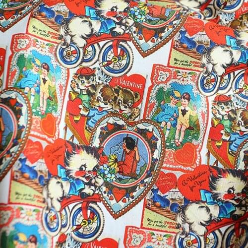 Cartoon Cute Bear Print Plain Weave Cotton Fabric for DIY Children Clothes Handmade Accessories by Meter 50x140CM