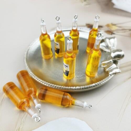 SET OF 10 Mini Resin Corona Bottle Charms Beer Charm or Bar Pendants Dollhouse Beer Cup Cabochon Miniature Beer Bottle Charm i23