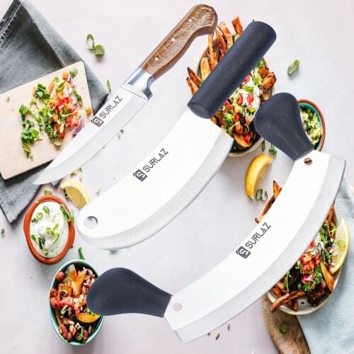 3 PCS Handmade knife Kitchen Knives Pizza Cutter Rocker Stainless Steel Sharp Pizza Slicer Knife Chopper meat chopping knife
