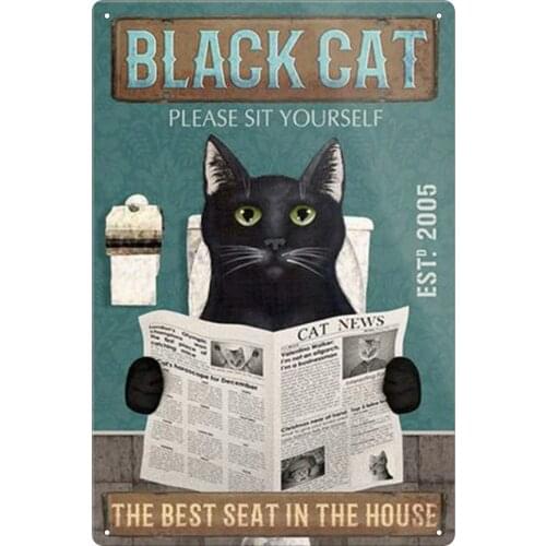 Tin Signs Vintage Funny Vintage White Cat Metal Poster Cat Nice Butt Metal Poster Funny Cat Bathroom Cat Wall Bathroom Decor