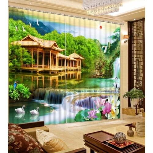 Custom any size landscape waterfall 3d curtains personalized decor