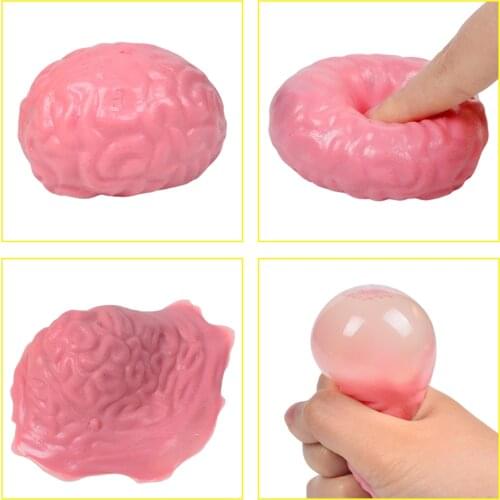 Brain Shape Rubber Antistress Reliever Squeezes Ball Sticky Tomato Squeeze Toy Funny Play Toy Soft Sticky Stress Relief Funny To