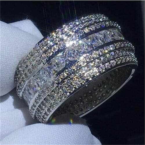 Luxury Big Zircon Stone 925 Sterling Silver Round Band Rings for Women Fashion Jewelry 2021 New Wedding Engagement Ring