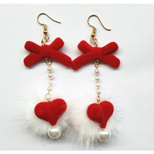 Earings Earing Tassel Earrings European And American Christmas Ornaments Lovely Fur Bow Loving Pearl Long Ear Jewelry