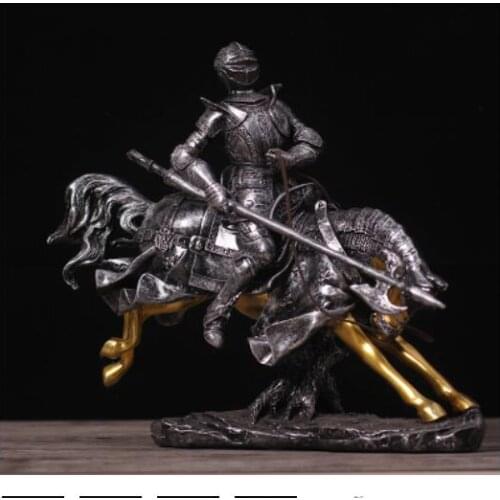 Medieval Knights in Europe wearing vintage warriors American armor home decor wine cabinet TV figure Sculpture statue high-grade