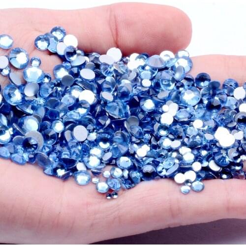 Light Sapphire Non Hotfix Crystal Rhinestones For 3D Nails Art Decoration Flatback Glue On Strass Diamonds DIY Garments Supplies