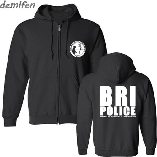France French Special Elite Police Forces Hoodie Unit GIGN Raid BRI Sweatshirt Man Black Zipper Fleece Hoody Jacket Harajuku