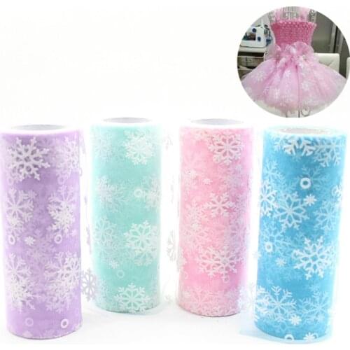 Snowflake Tulle Roll 25Yards 15cm Baby Shower Baby Show Wedding Decoration Organza DIY Tutu Skirt Crafts Birthday Party Supplies