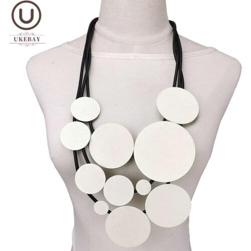 UKEBAY New Wooden Pendant Necklaces Bohemia Design Gothic Rubber Jewelry Female Luxury Necklace Handmade Gift Wedding Jewellery