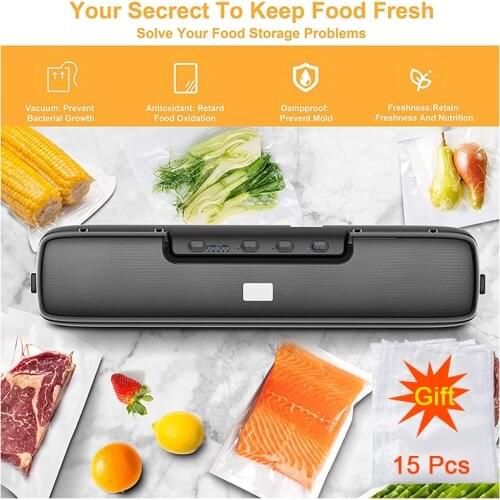 Vacuum Sealer Food Packing Machine 5mm Seal Width Plastic Bag Sealer With 15 Vacuum Bags Storage In The Kitchen Sous Vide Food