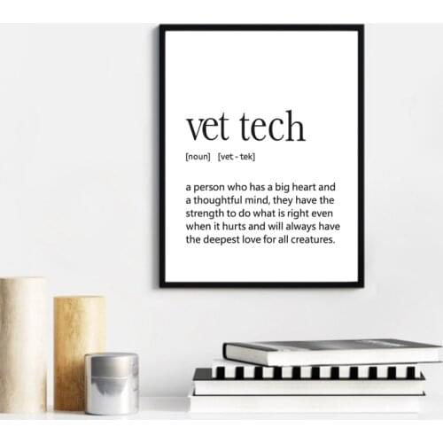 Vet Tech Gift Veterinary Technician Definition Quote Prints Modern Wall Art Canvas Painting Picture Vet Office Work Wall Decor