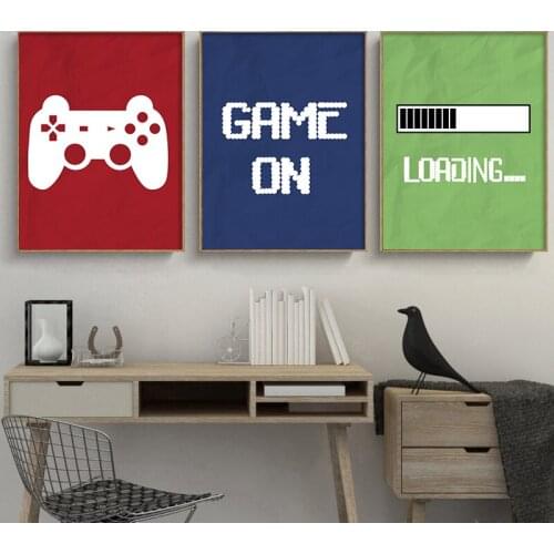 Video Game Loading Poster Abstract Canvas Painting Print Nursery Wall Art Pictures Boys Gifts for Kids Room Playroom Decoration
