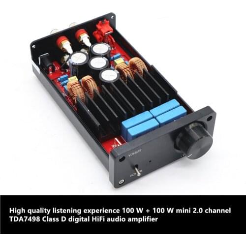 High quality listening experience 100W + 100 W mini 2.0 channel TDA7498 Class D digital HiFi audio amplifier