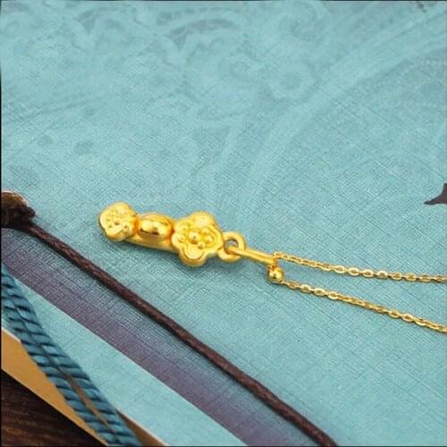 Hot sale 24K Yellow Gold Pendant 3D Yellow Gold Ruyi Necklace Pendant Lucky Pendant