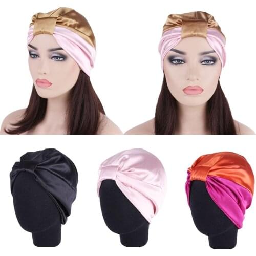 Women Beanie Indian Satin Cap Sleep Night Hat Chemo Cancer Turban Bonnet Head Cover Muslim Hair Loss Hat Islamic Arab Headwear