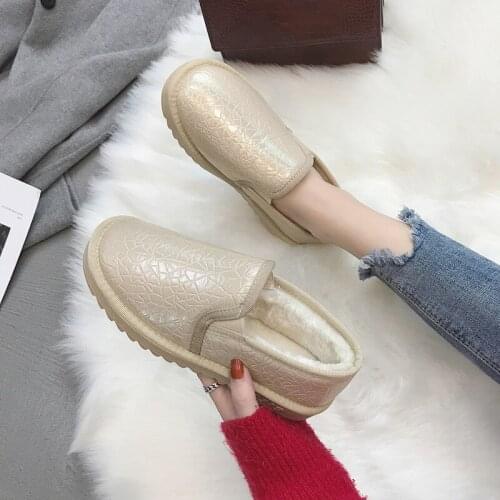 Winter Cotton Shoes Female 2020 New Plus Velvet Warm Winter Fashion Students Waterproof Bread Shoes Snow Boots Women Low
