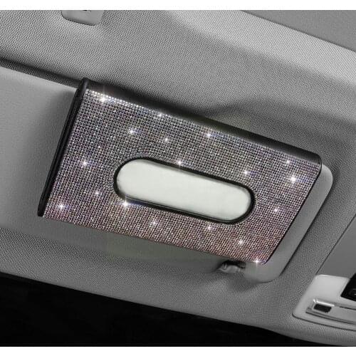 1PC Car Tissue Box Towel Mask Car Sun Visor Tissue Accessories Box Auto Interior Car Glitter Holder Storage Decoration Univ K3L0