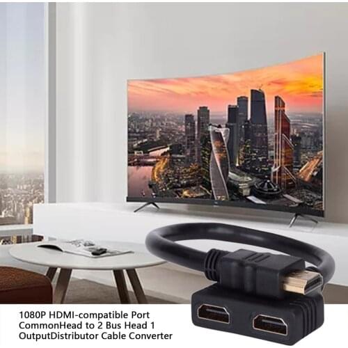 1 Input Male To 2 Output Splitter Female Port Cable Adapter Converter 1080P HDMI-compatible For Games Videos Multimedia Devices