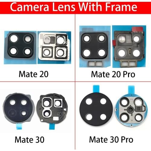 10Pcs/Lot, Rear Camera Glass Lens Cover With Frame Holder with Sticker For Huawei Mate 20 30 Pro Replacement Spare Parts