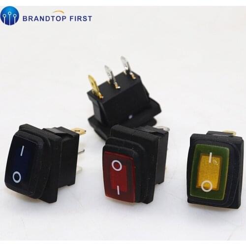 12V Red Green Yellow Blue LED Light 10A 250V AC Waterproof Rocker Switch 3 Pin Car Dashboard Boat Marine KCD1 Rocker Switch