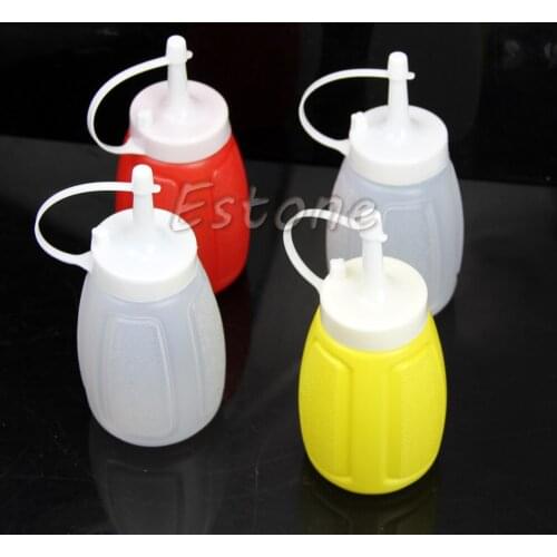 2 Pcs 200ml Plastic Squeeze Bottle Condiment Dispenser Ketchup Mustard Sauce 37MF